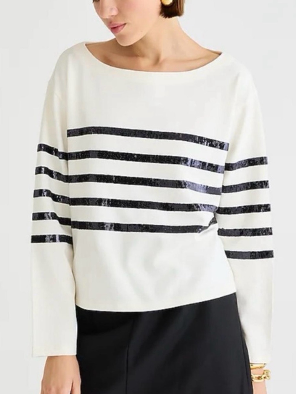 J. Crew Mariner Sequence Striped Jersey cropped long sleeve T shirt